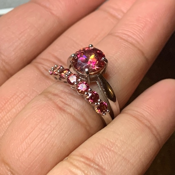 Certified, Orange Solitaire Moissanite Diamond ring set - Picture 15 of 17